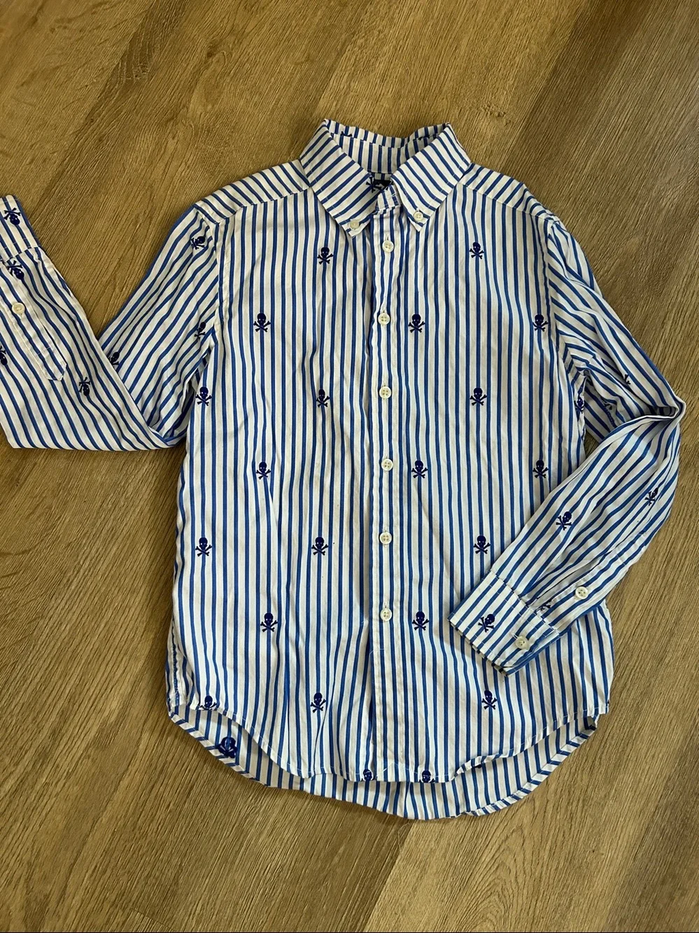 Ralph Lauren Striped Skull & Bones Long Sleeve Button Down Shirt |Size 8